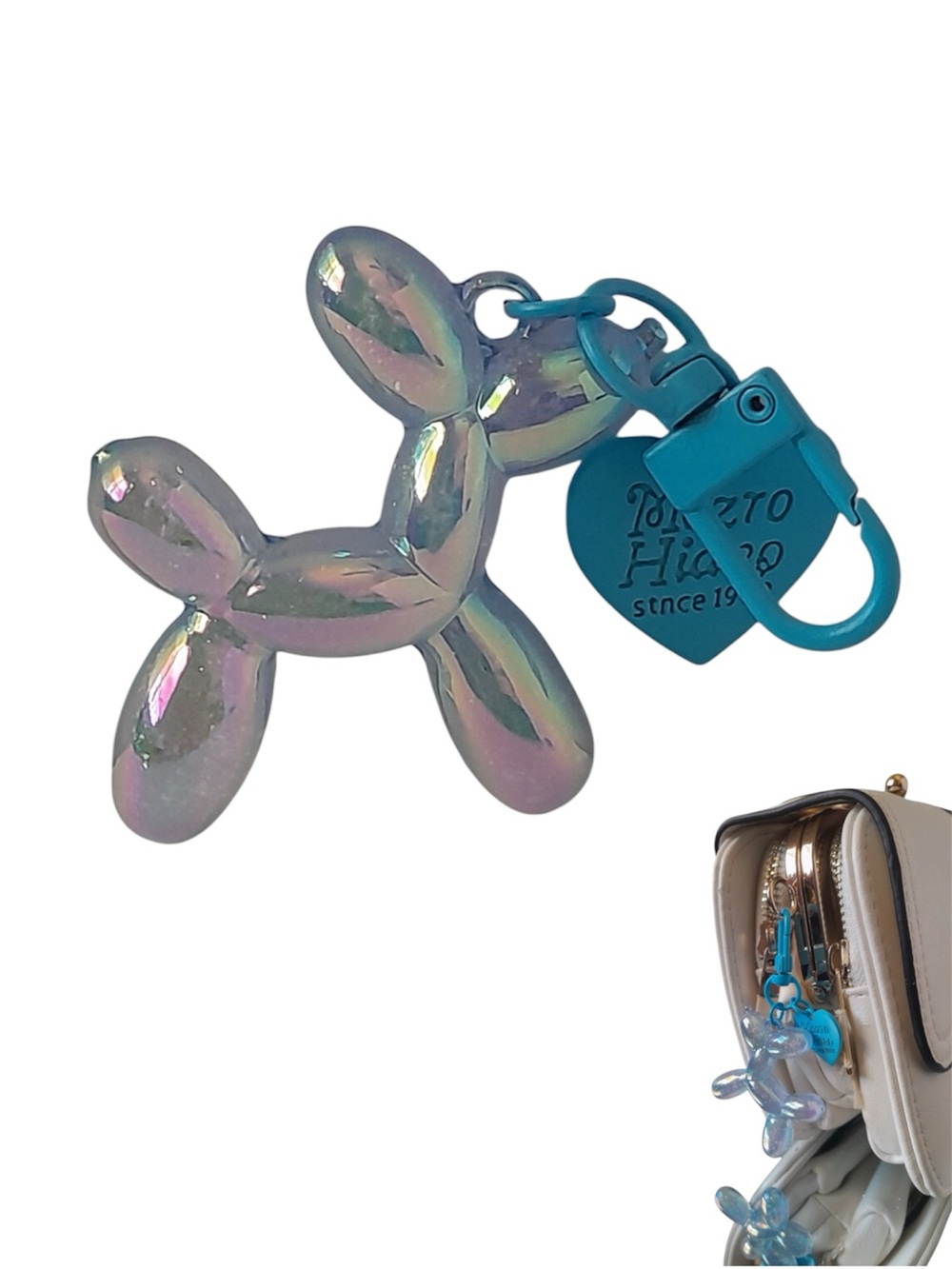 Iridescent Jelly Balloon Dog Keychain Bag Charm 1PC